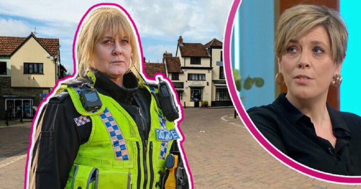Catherine Cawood in Happy Valley alongside Jess Phillips MP on Lorraine today