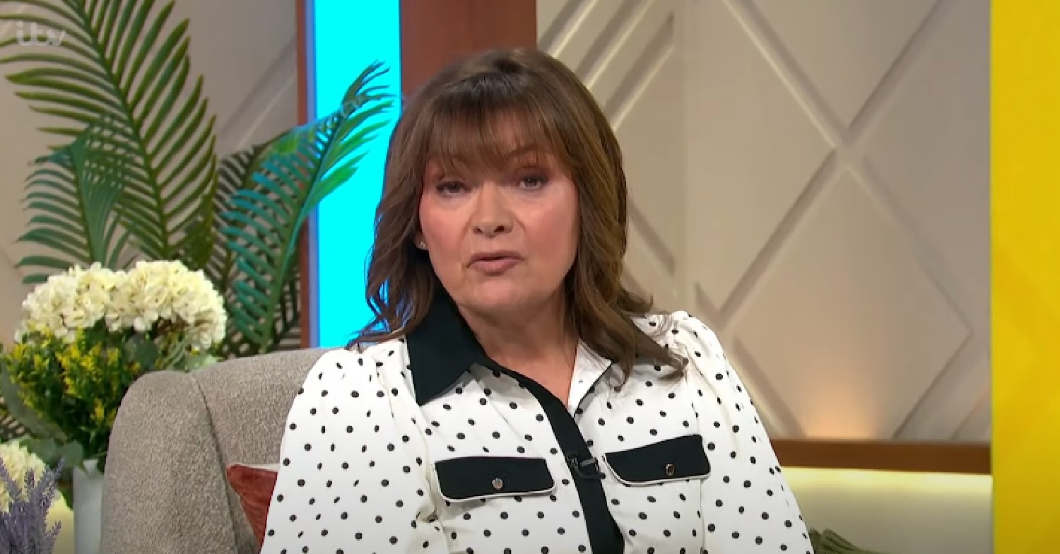 Lorraine Kelly in white and black polka dot top