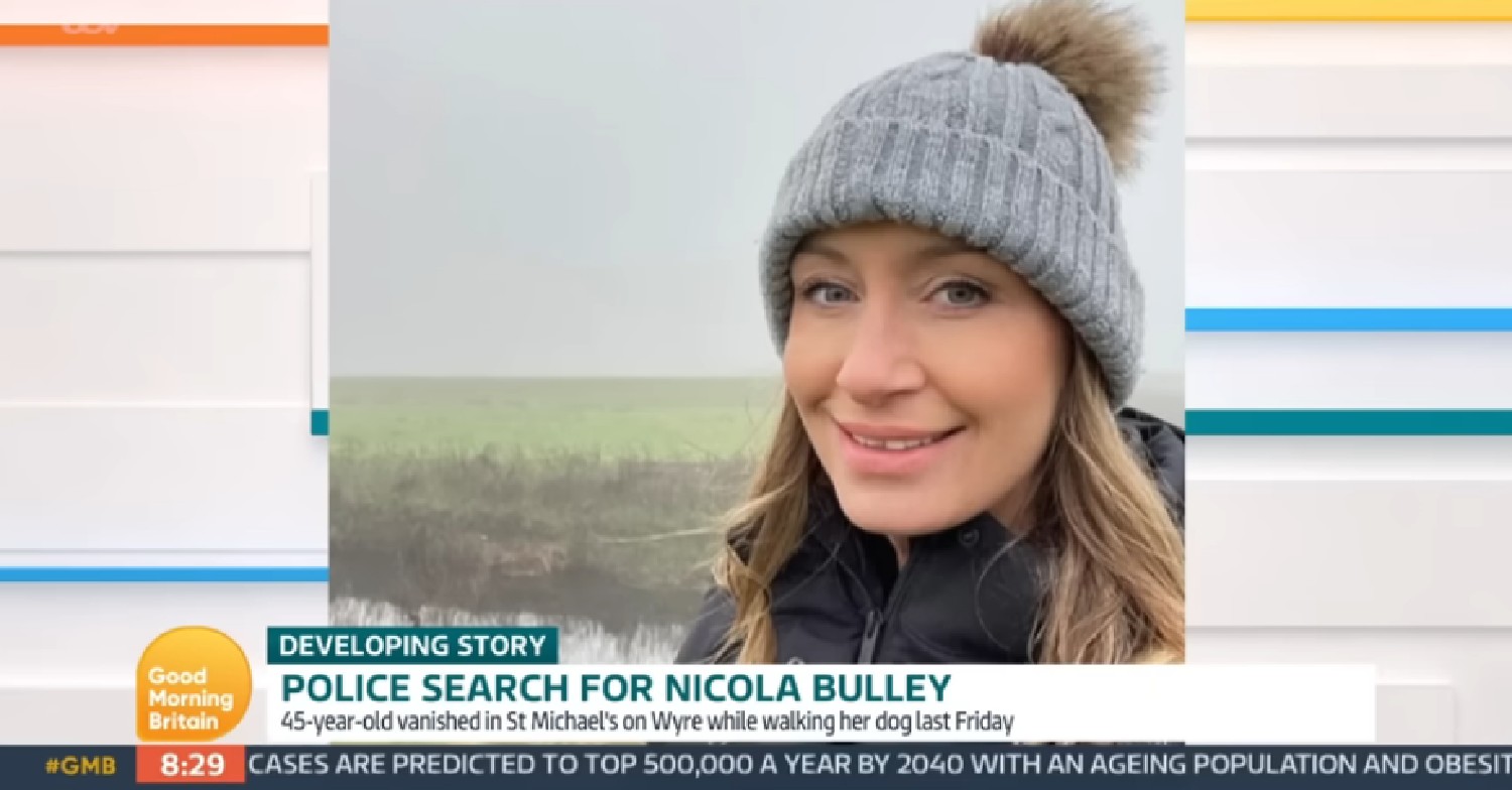 Photo of Nicola Bulley smiling being shown on GMB