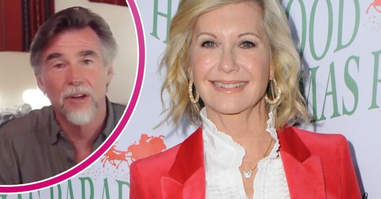 Olivia Newton-John husband John Easterling speaks to camera, late star smiles