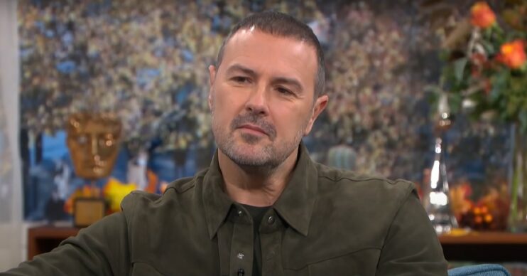 Paddy McGuinness wearing a suede jacket on This Morning