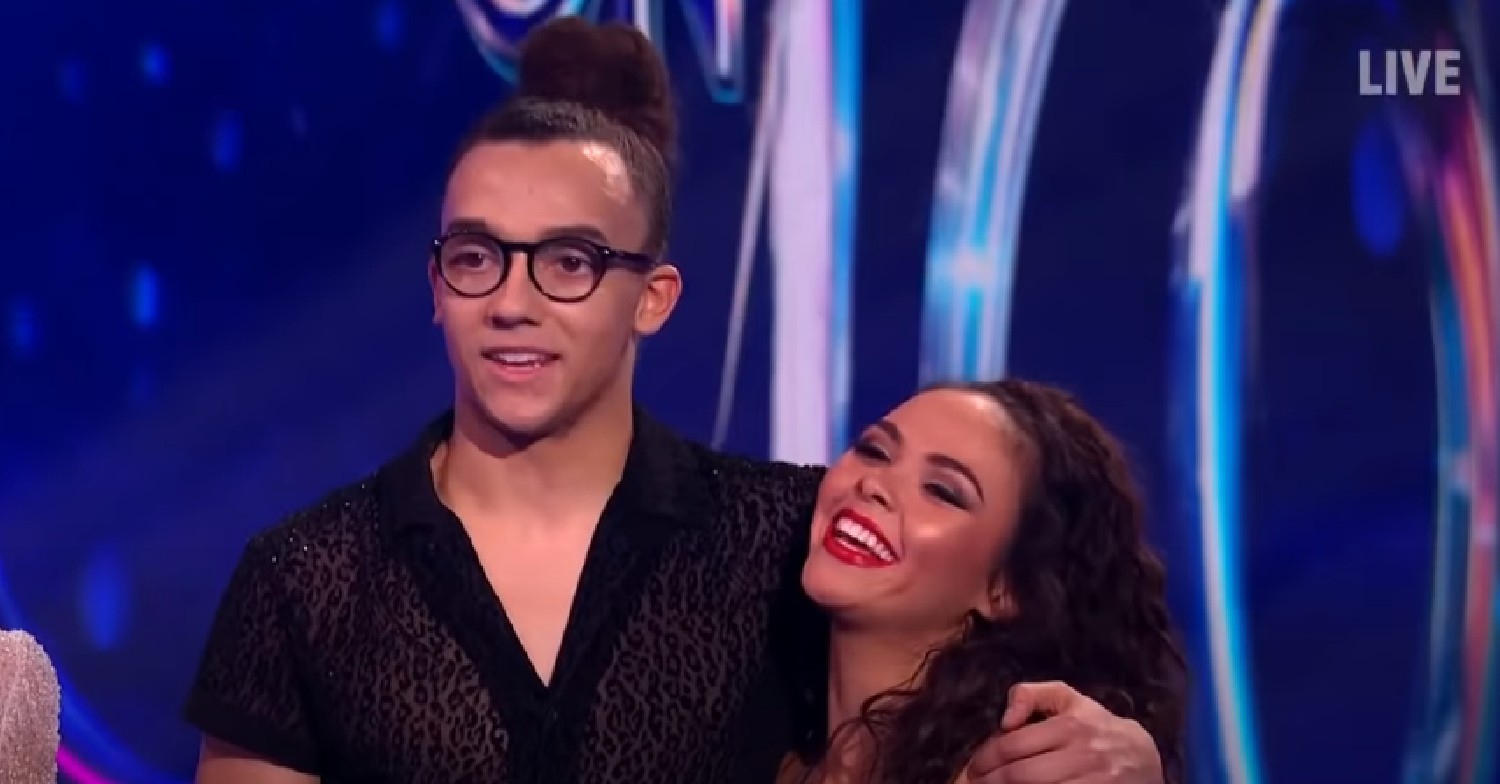 Perri Kiely hugging Vanessa Bauer on Dancing On Ice
