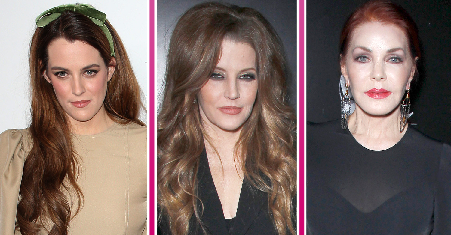 Riley Keogh, Lisa Marie Presley and Priscilla posing on the red carpet