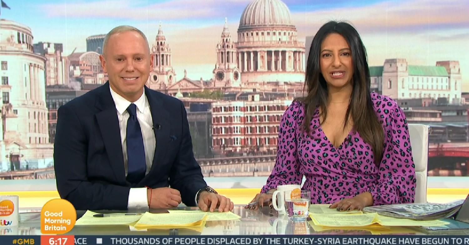 Robert Rinder and Ranvir Singh smiling while hosting GMB