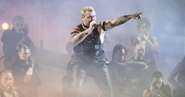 Sam Smith performing at the Brits