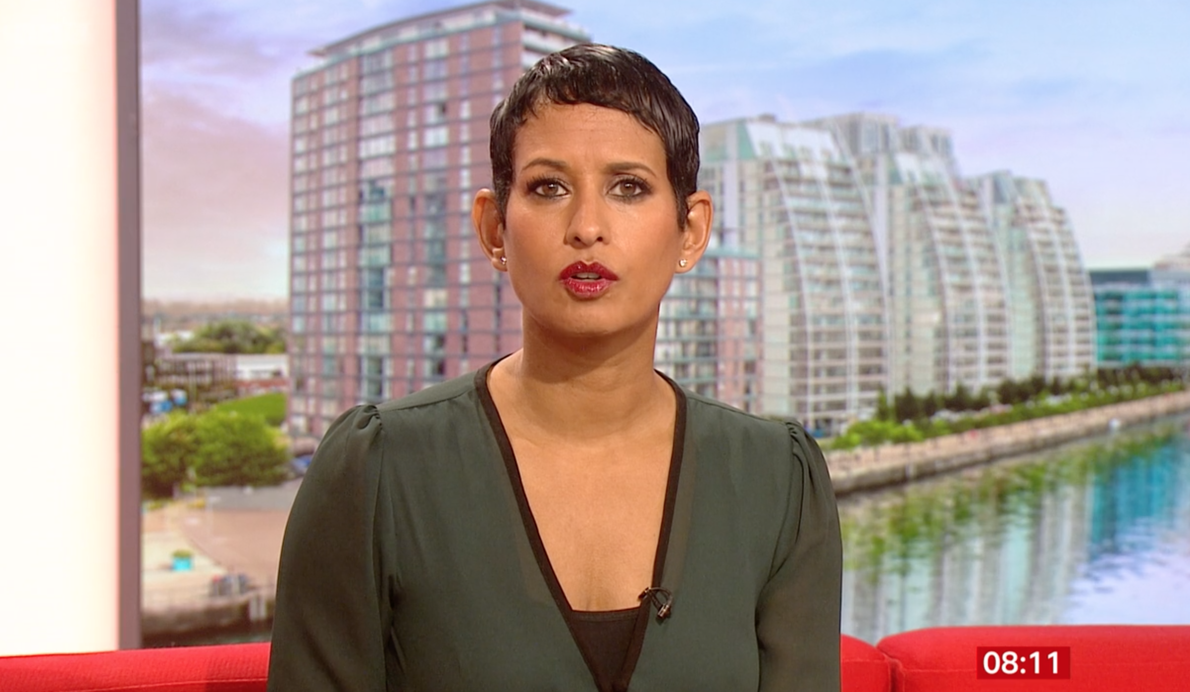 Naga Munchetty presenting BBC Breakfast today