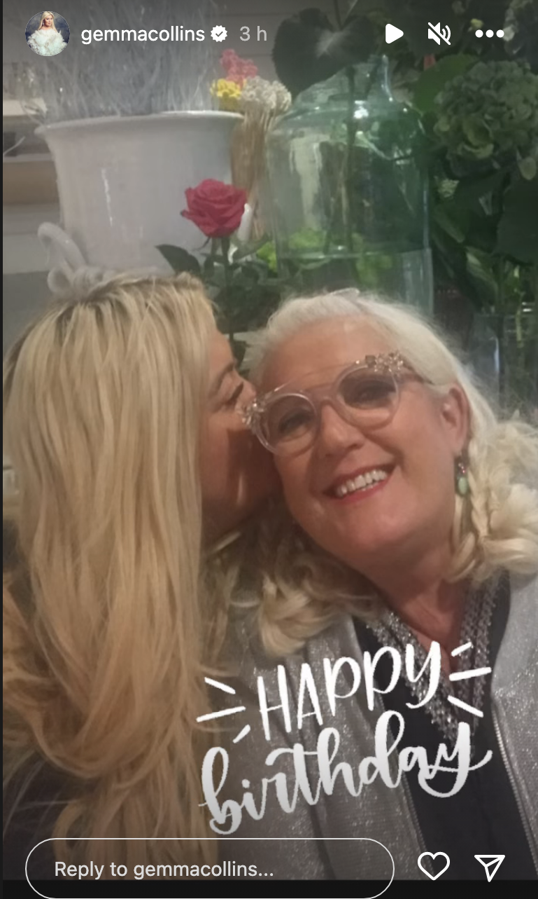 Gemma Collins giving her mum a kiss on her Instagram story 