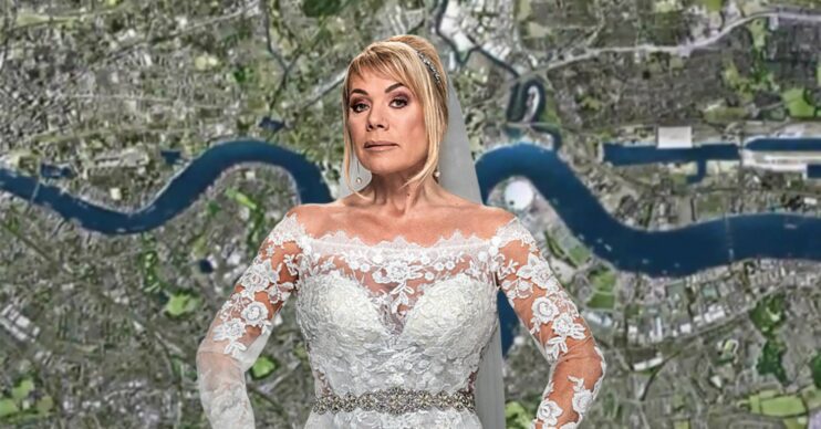 Sharon Watts in her wedding dress