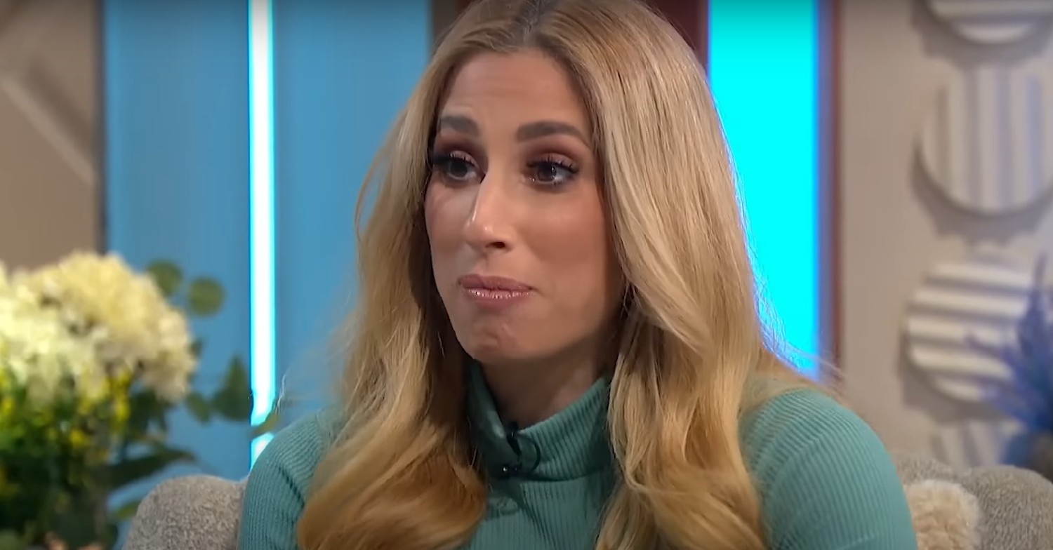Stacey Solomon wearing a green jumper on This Morning