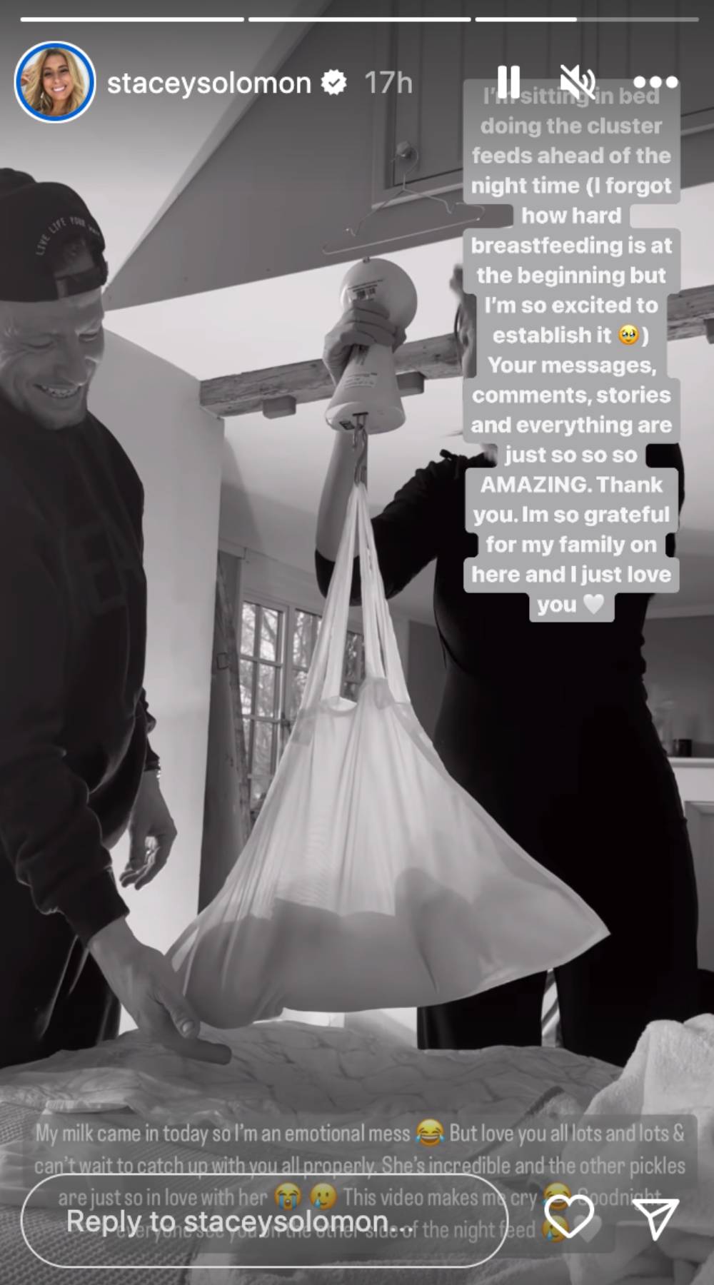 Stacey Solomon shares baby news on Instagram