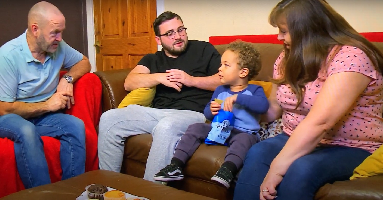 The Malone family sitting on their sofa in Gogglebox