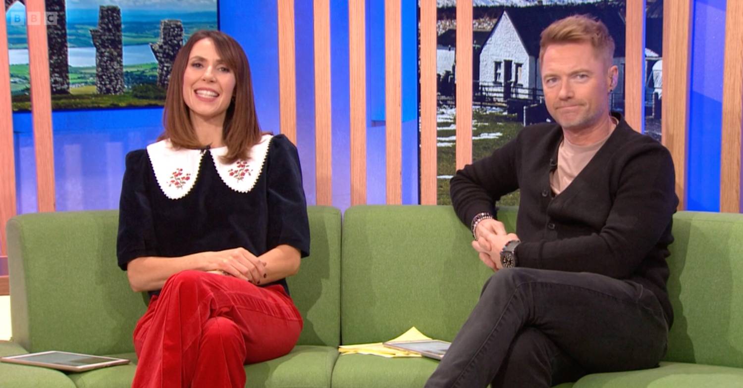 The One Show host Alex Jones sits alongside Ronan Keating
