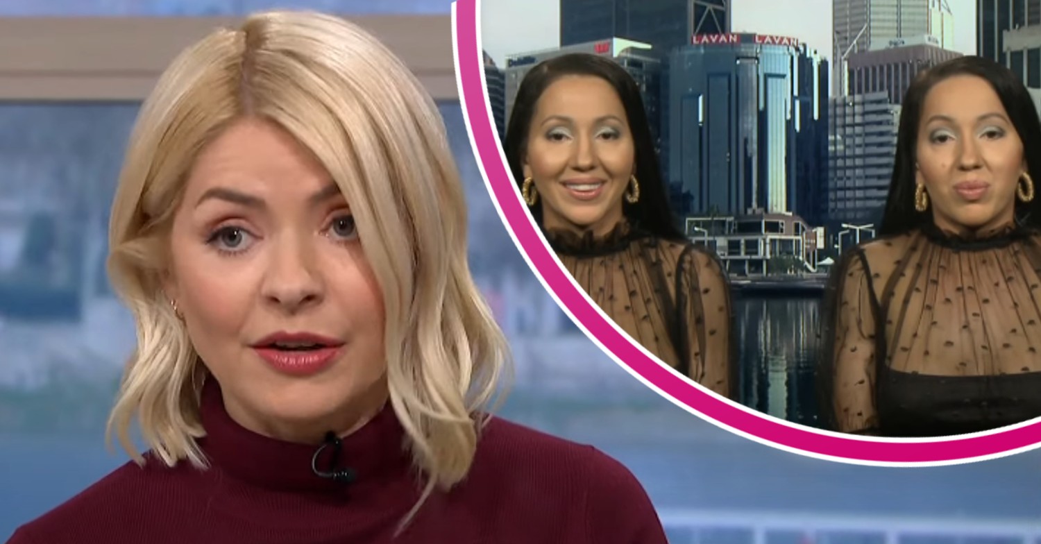 Holly Willoughby talking to camera, twins on This Morning
