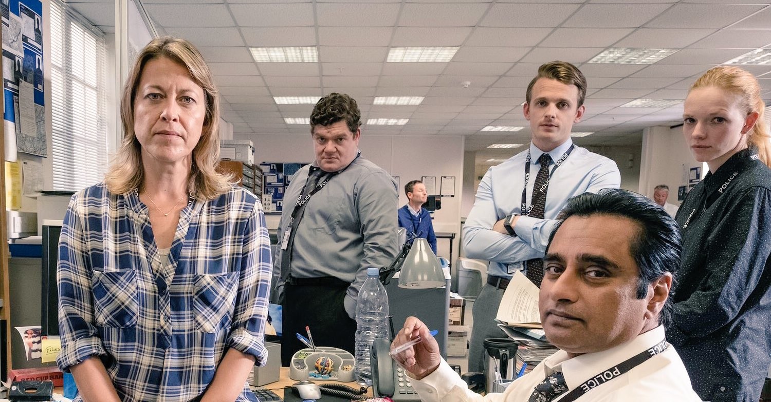 Lewis Reeves alongside his Unforgotten cast mates