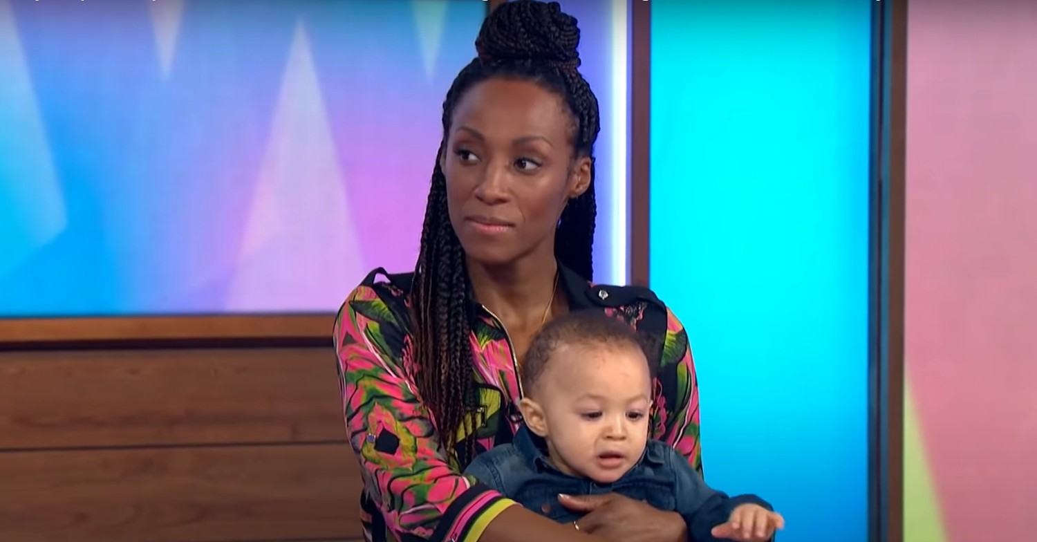 Victoria Ekanoye sitting with her son Theo on Loose Women