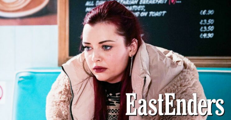 Whitney looks desolate on EastEnders; inset, bottom right, the EastEnders logo (Credit: BBC/Composite: Entertainment Daily)