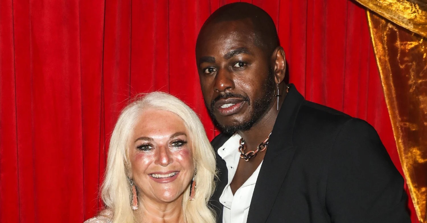 Vanessa Feltz and Ben Ofoedu smiling at a red carpet event 