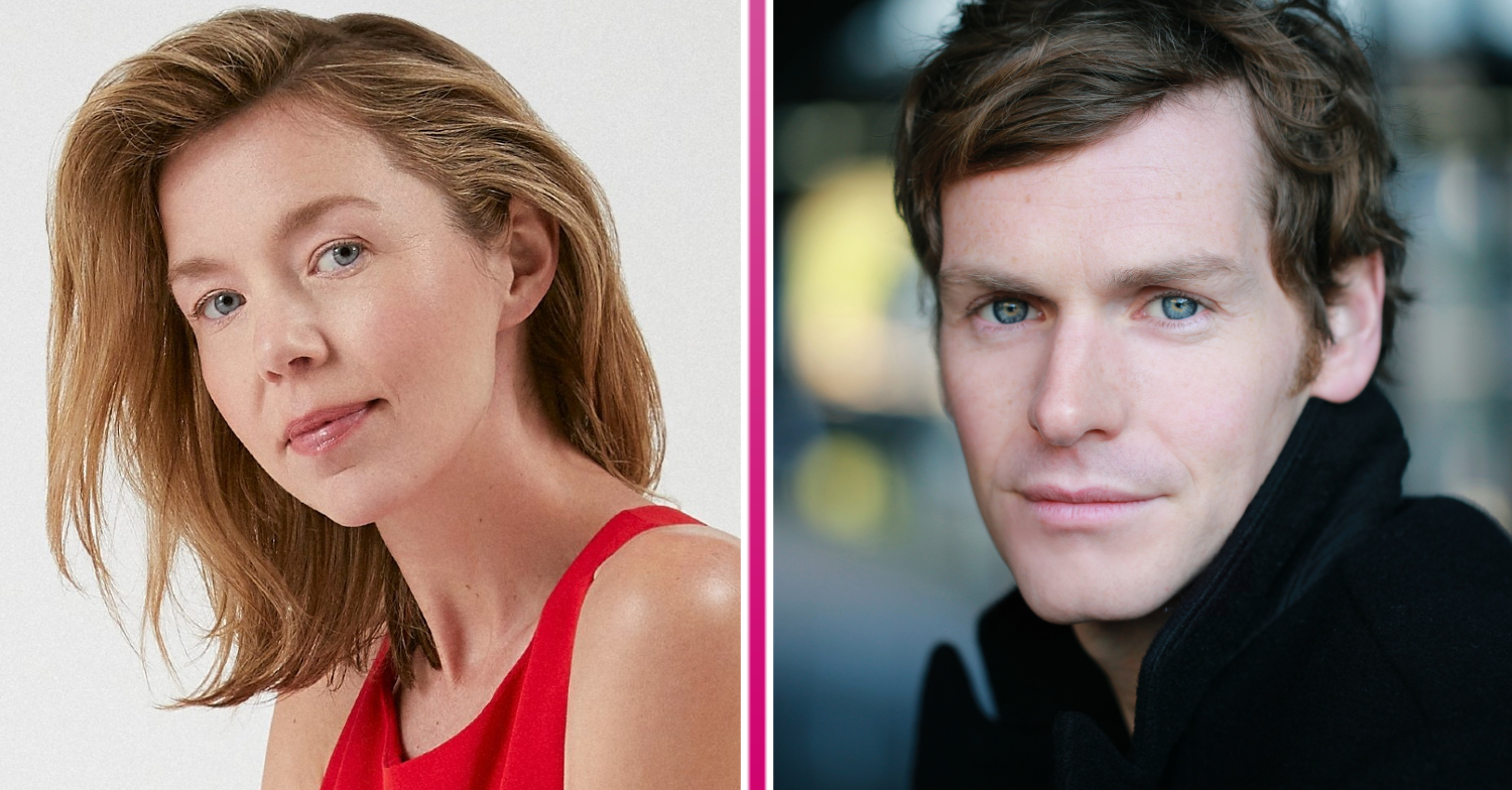 Anna Maxwell Martin and Shaun Evans smile in head shots