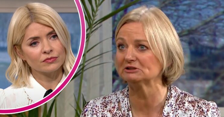 Holly Willoughby looking concerned / Alice Beer ranting on This Morning today