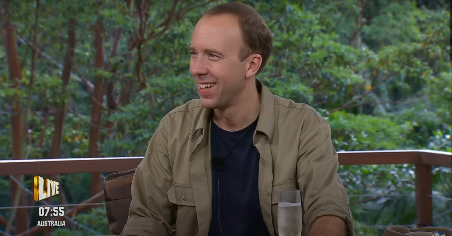 Matt Hancock smiling on I'm A Celebrity 