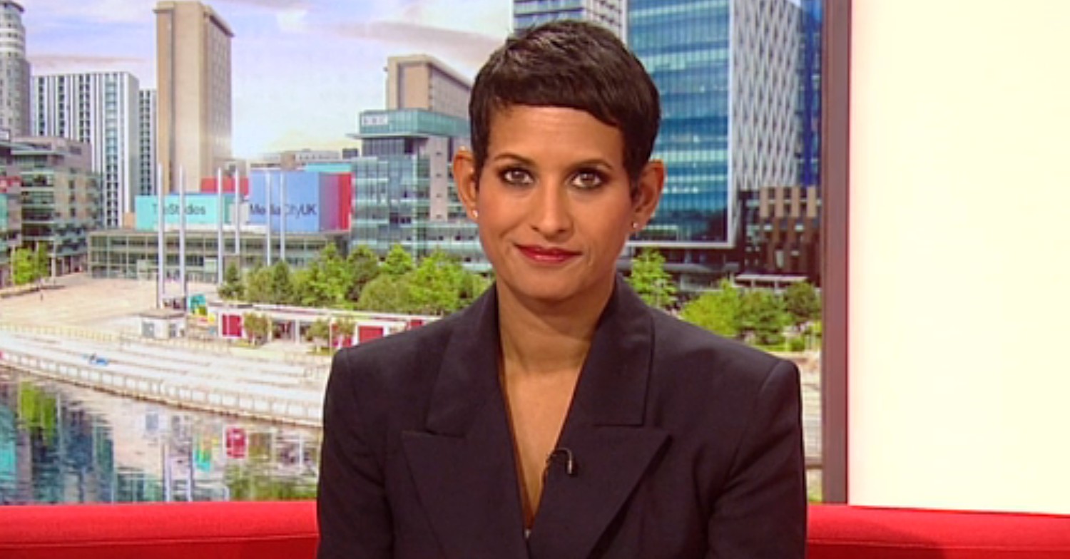 Naga Munchetty smiling on BBC Breakfast today