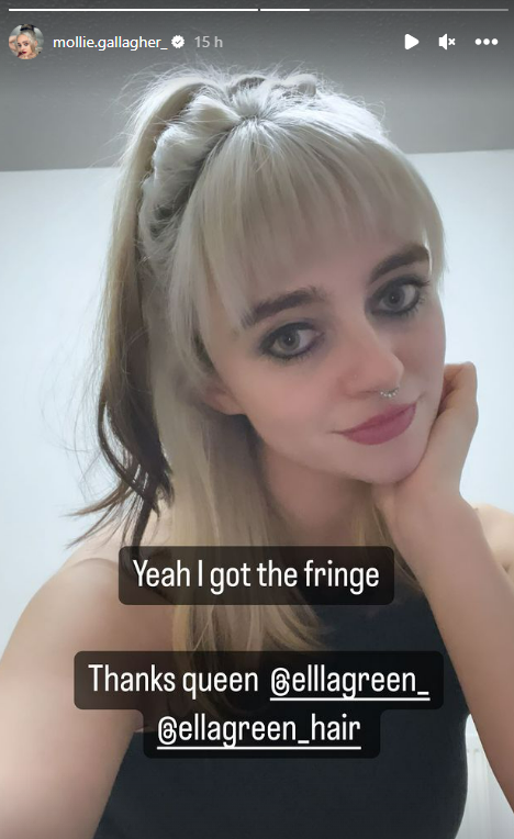 Coronation Street's Mollie Gallagher shows off her new fringe on Instagram stories