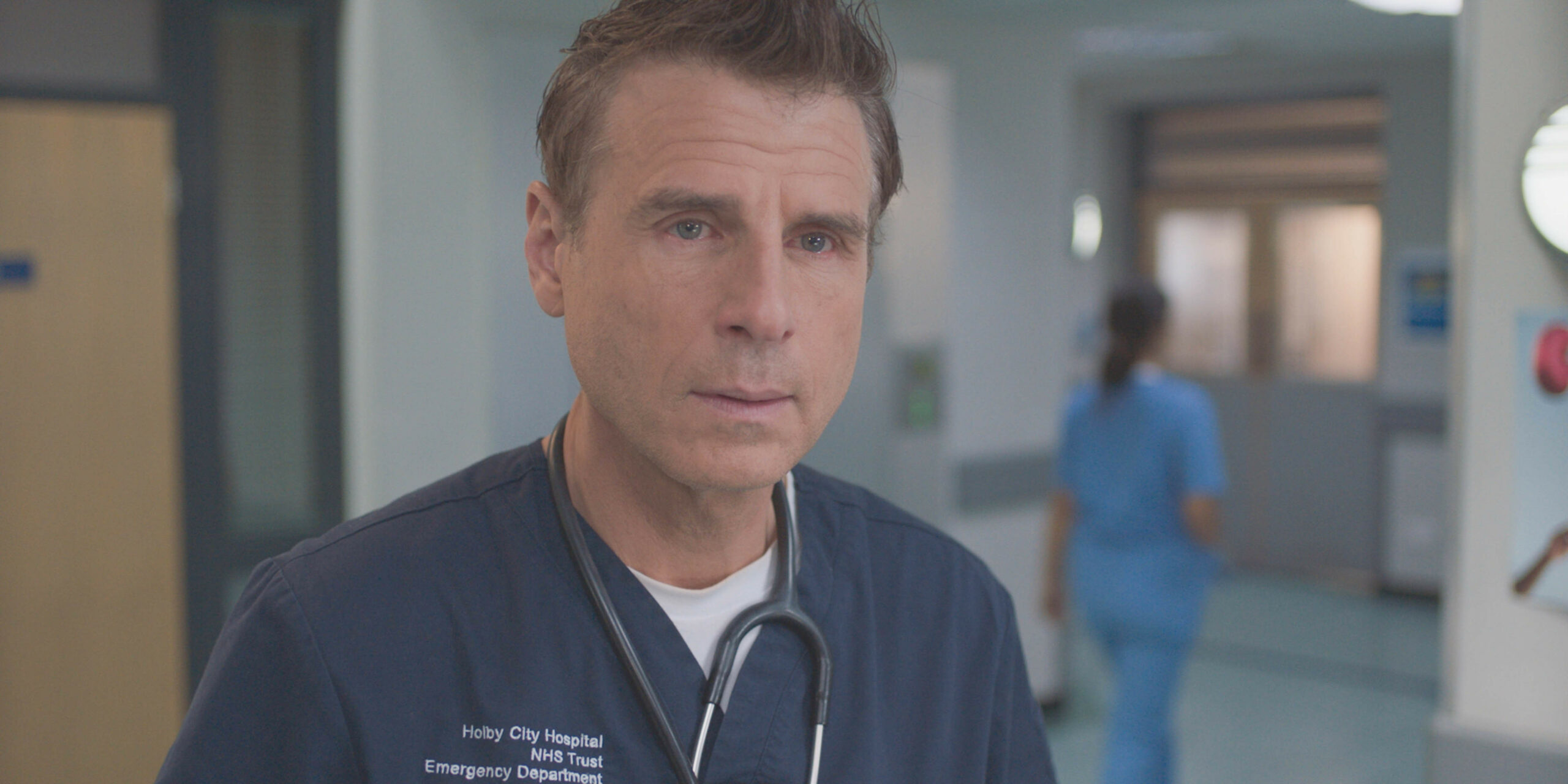 Casualty's David looking miserable