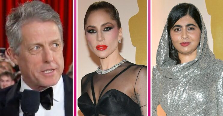 Hugh Grant looks unimpressed, Lady Gaga and Malala Yousafzai look at the cameras