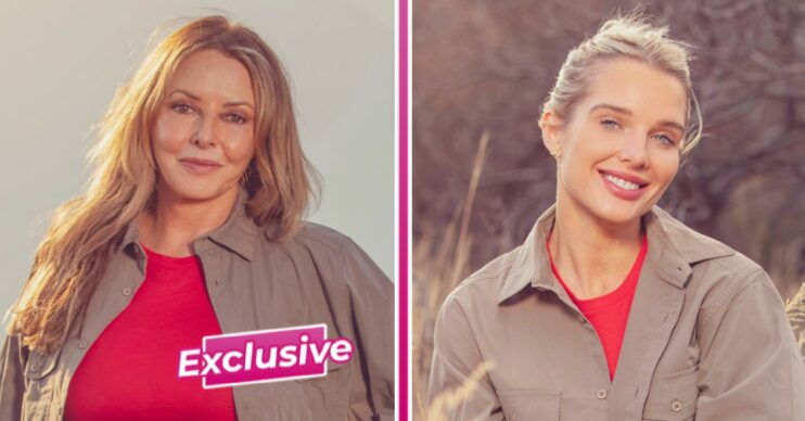 Carol Vorderman and Helen Flanagan smiling on I'm A Celebrity South Africa