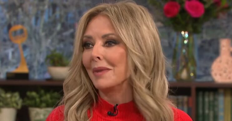 Carol Vorderman in red outfit on This Morning today