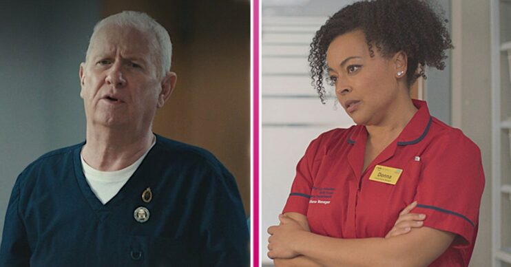 Charlie Fairhead in Casualty next to Donna Jackson