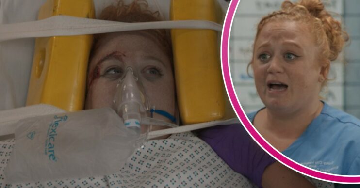 Robyn injured and talking on Casualty