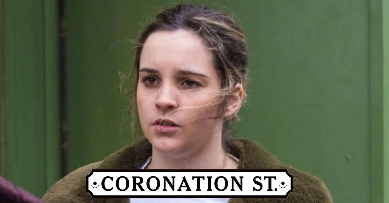 Coronation Street's Amy Barlow with the show logo comp image