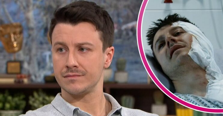 Coronation Street star Ryan Prescott appears on This Morning and as injured Ryan Connor comp image