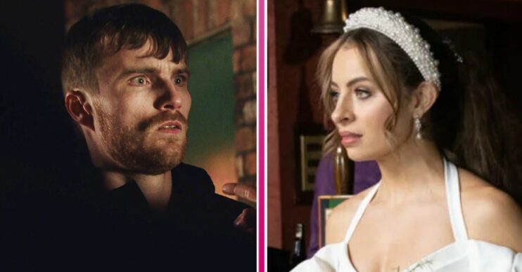 Composite image of Daisy and Justin; she looks scared, he looks deranged (Credit: ITV/Composite: Entertainment Daily)