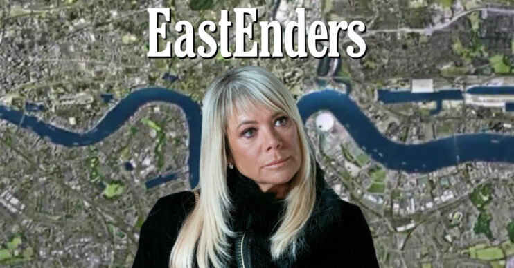 EastEnders' Sharon is with the EastEnders logo