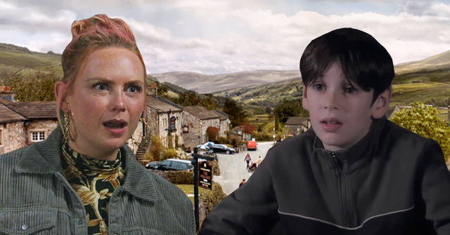Emmerdale backdrop with Amy and Kyle cut out comp image