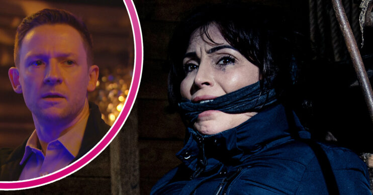 Emmerdale's Leyla is tied up and gagged and, in a bubble, Callum looks furious