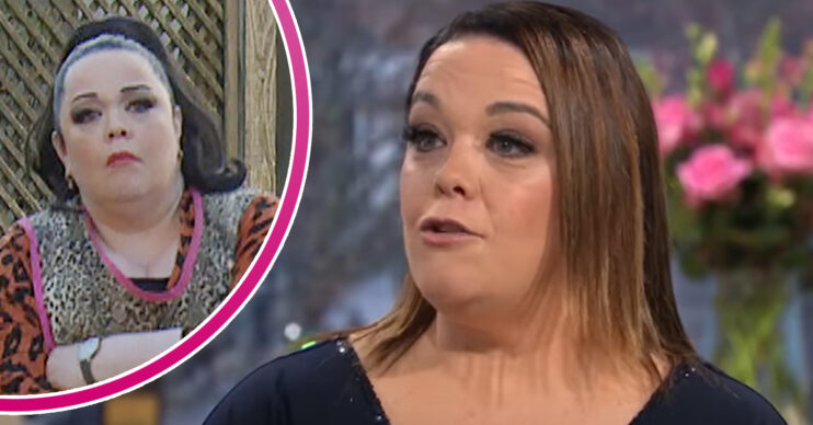 Emmerdale's Lisa Riley and, in a bubble, Mandy