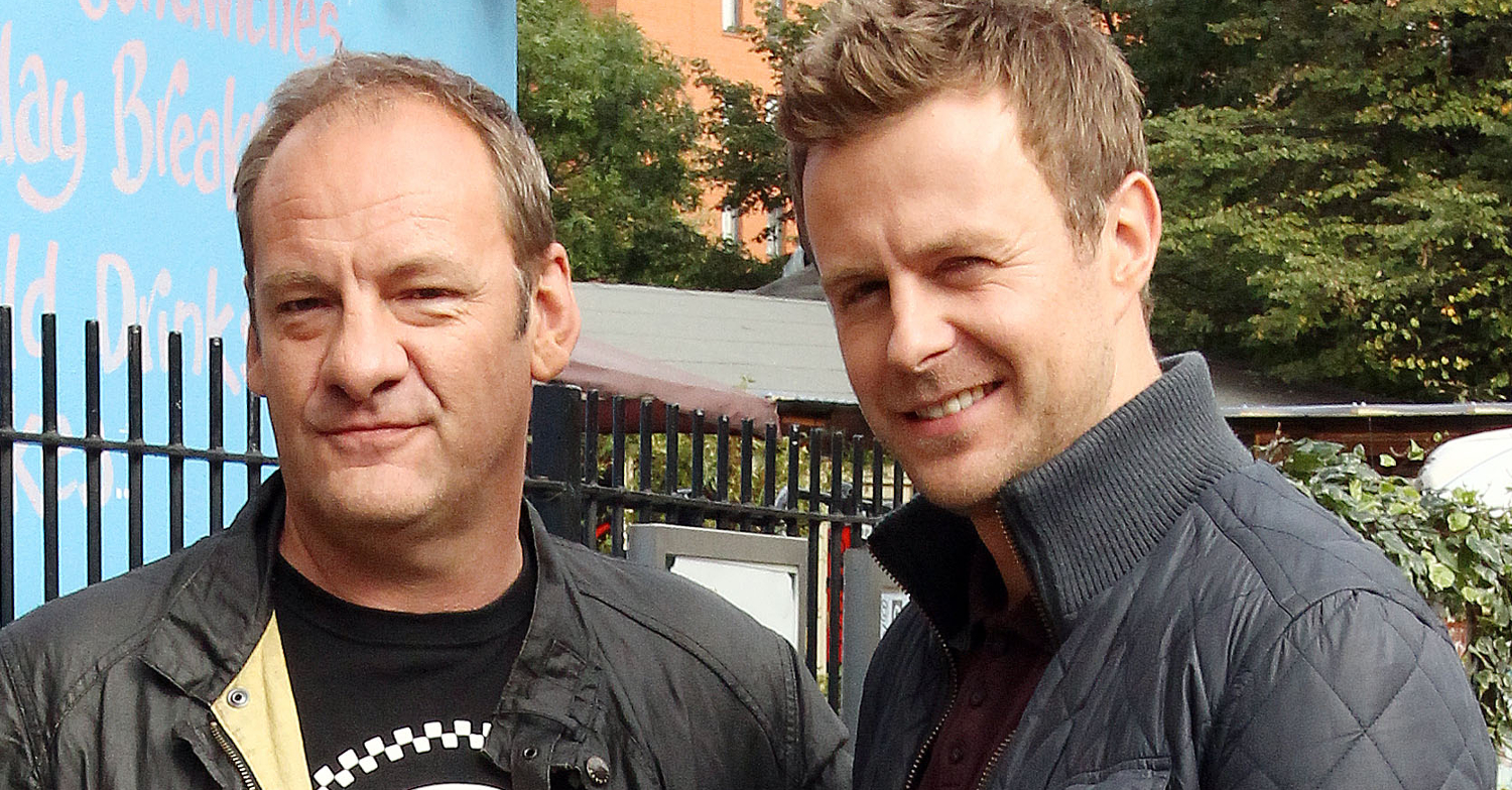 Emmerdale's Nick Miles and Tom Lister are smiling together