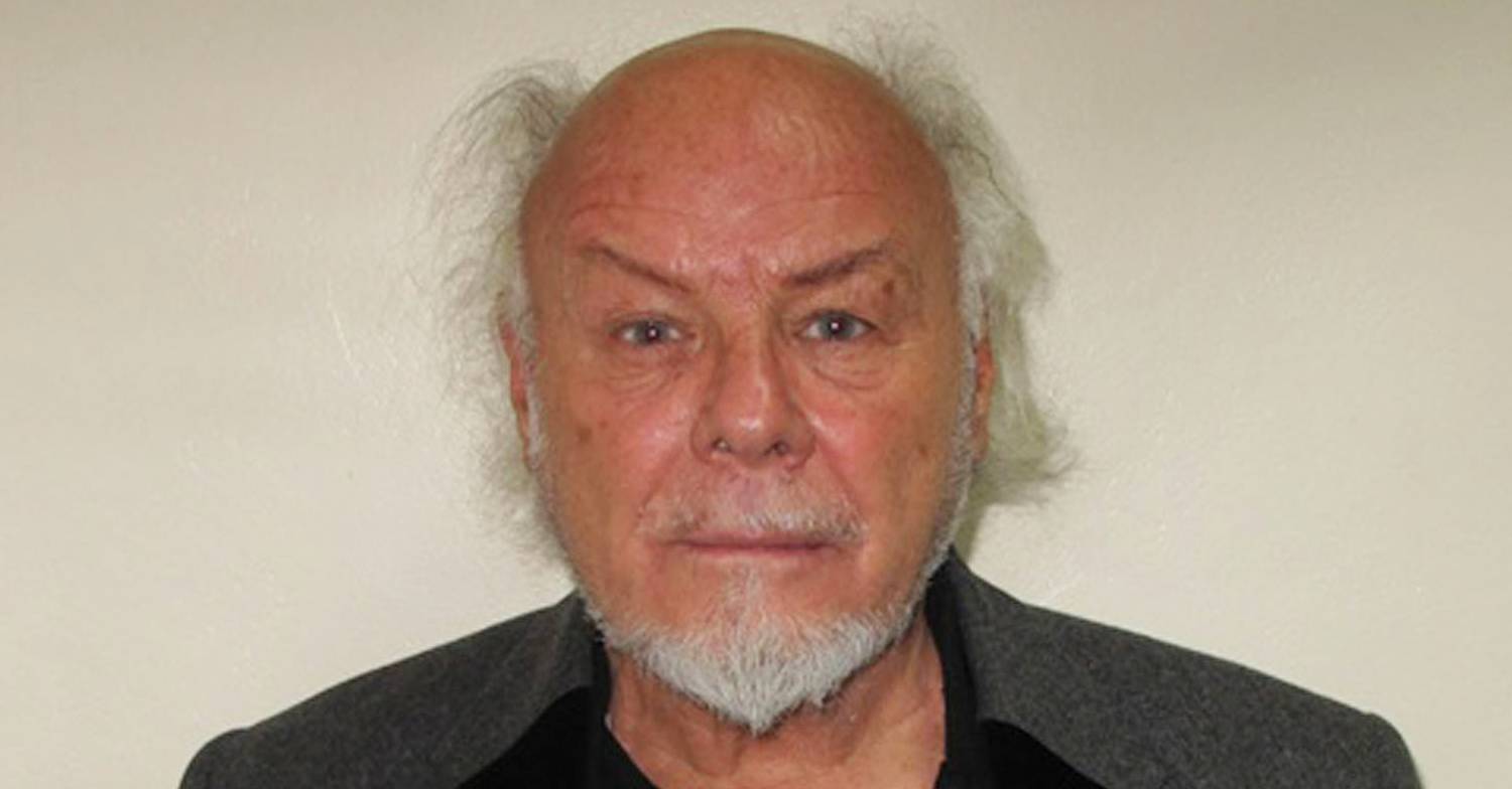 Gary Glitter looks into the camera for a mugshot