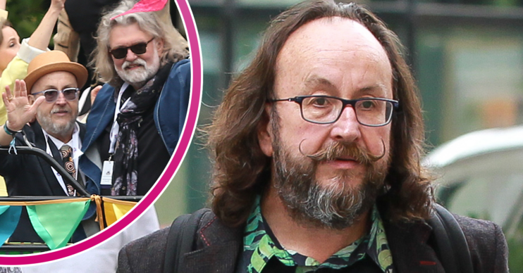 Dave Myers looking sad and with his Hairy Bikers co-star Si King at the Queen's Jubilee