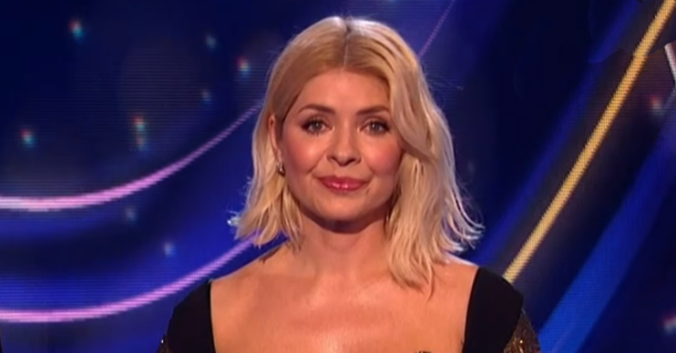 Holly Willoughby smiling presenting Dancing On Ice