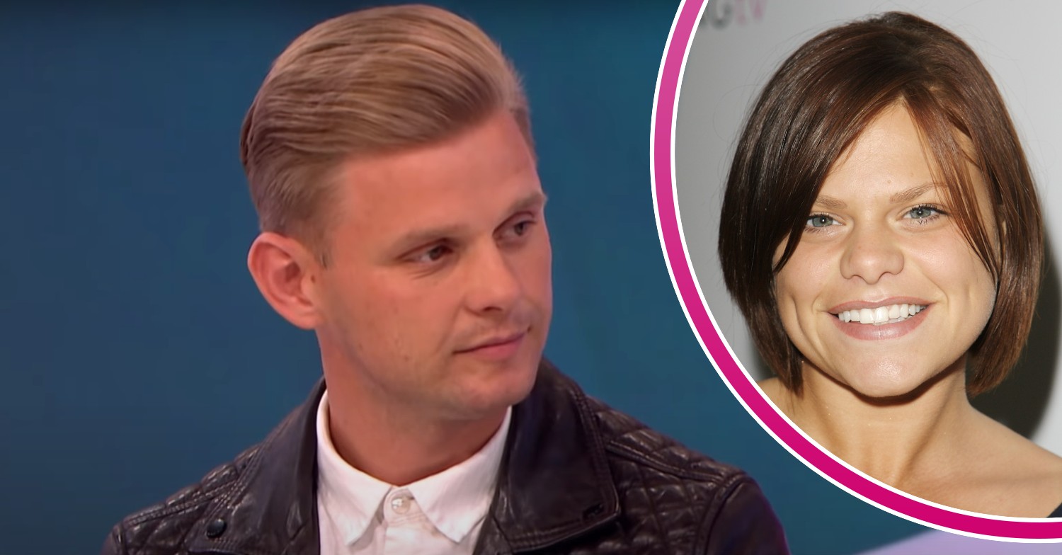Jeff Brazier looking upset and Jade Goody smiling