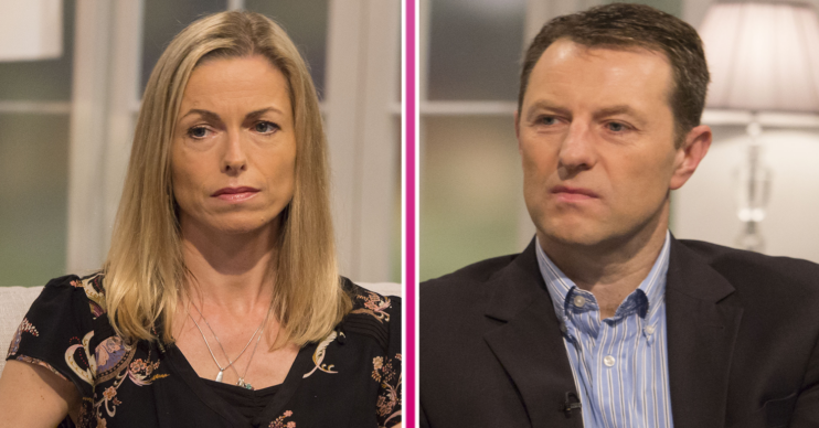 Kate and Gerry McCann looking sad on TV