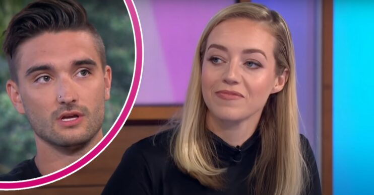 Kelsey Parker looking serious on Loose Women and Tom Parker talking on This Morning