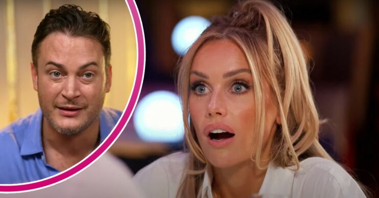 Laura Anderson and Gary Lucy looking shocked on Celebs Go Dating