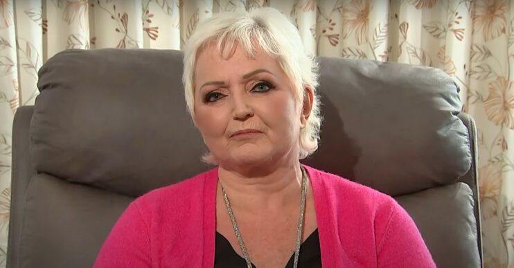 Linda Nolan wearing a pick cardigan on Good Morning Britain