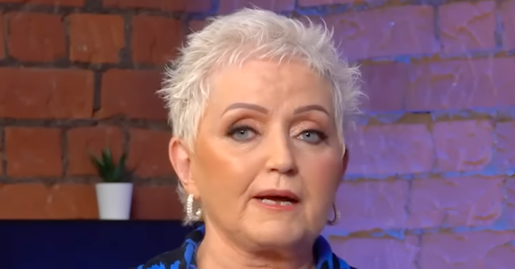 Linda Nolan being interviewed for a podcast