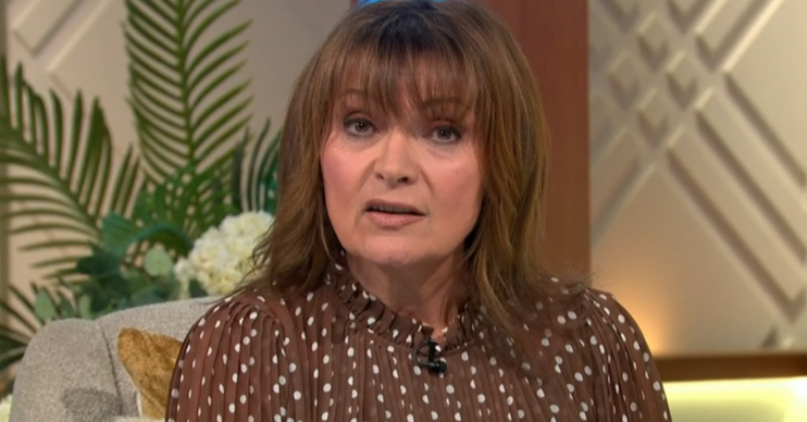 Loraine Kelly wearing brown on her breakfast TV show